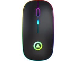 Techvavo® Draadloze Muis Laptop - Computermuis - Oplaadbare Muis - LED Verlichting - Stille Draadloze Muis - Geschikt voor Gaming - Zwart