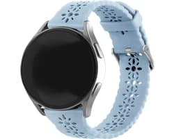 Strap-it Smartwatch bandje siliconen patroon 20mm - Geschikt voor Samsung Galaxy Watch 7 (40 & 44mm) / Watch 6 (Classic) / Watch 5 (Pro) / Watch 4 (Classic) / Watch FE / Watch 3 41mm / 1 42mm / Active (2) - Amazfit Bip / Polar Ignite - mist blauw