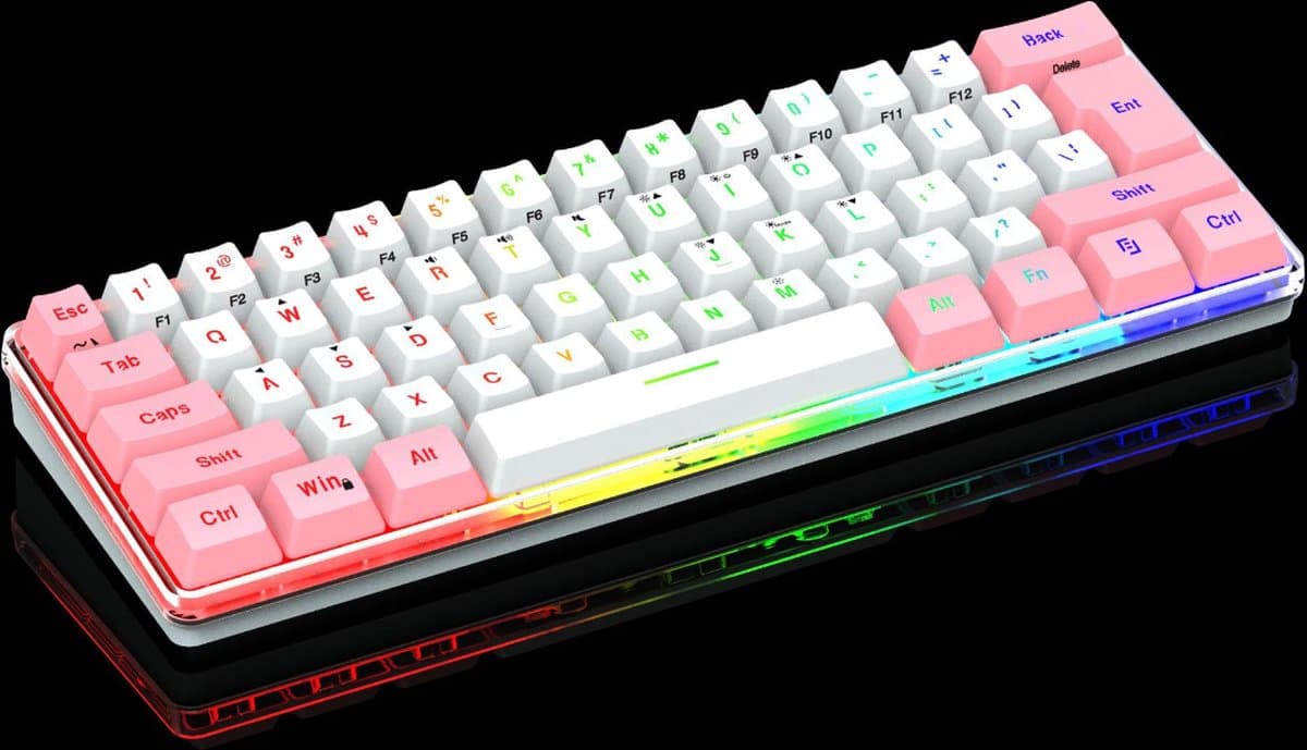 Redragon© Mechanisch Toetsenbord - RGB Toetsenbord - Gaming Toetsenbord - Mechanical Keyboard - Toetsenbord voor Gaming PC - Roze/Wit — afbeelding 1