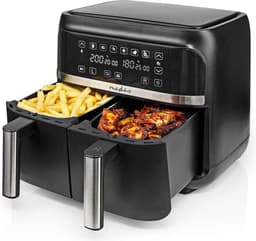 Nedis Dubbele Heteluchtfriteuse - 2x3.8 l - Tijdschakelaar: 60 min - Aantal vooraf ingestelde programma's: 6 - Digitaal - Zwart — thumbnail 10