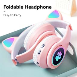Mogi Products-Kinder Koptelefoon-Draadloze Hoofdtelefoon-Kids Headset-Over Ear-Bluetooth-Microfoon-Katten Oorjtes-Led Verlichting — thumbnail 3