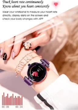 Darenci Smartwatch Sparkle Pro - Smartwatch dames - Smartwatch heren - Activity Tracker - Touchscreen - Stalen band - Dames - Heren - Horloge - Stappenteller - Bloeddrukmeter - Verbrande calorieën - Zuurstofmeter - Spatwaterdicht - Paars — thumbnail 2