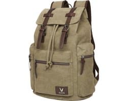 HEANVER Vintage Canvas Rugzak - Waterdichte Rugtas 27L - 15,6 inch laptop tas - Groen