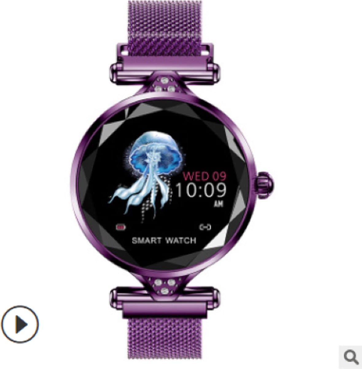 Darenci Smartwatch Sparkle Pro - Smartwatch dames - Smartwatch heren - Activity Tracker - Touchscreen - Stalen band - Dames - Heren - Horloge - Stappenteller - Bloeddrukmeter - Verbrande calorieën - Zuurstofmeter - Spatwaterdicht - Paars — afbeelding 1