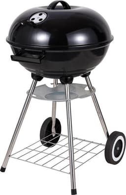 Ronde kogelbarbecue met deksel en asvanger zwart - 43 x 33 cm - houtskool bbq — thumbnail 1