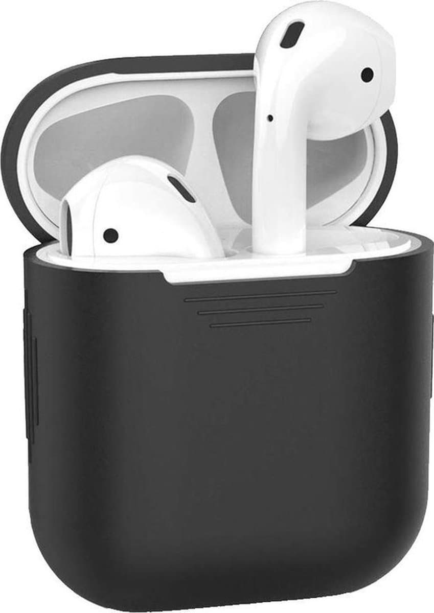 AirPods Hoesje voor Apple AirPods 1 & 2 – Zwart - Siliconen Beschermende Case — afbeelding 1