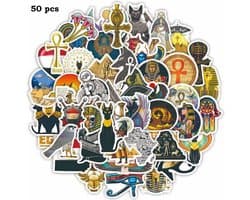 Egypte Stickers | 50 stickers met Piramides, Ankh, Goden, Anubis - voor laptop, ipad, telefoon, schrift, muur etc. Landen/Cultuur/Reizen