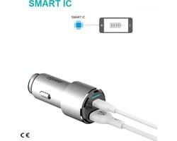 Pro Care Excellent Quality® Aluminium 1xUSB-c - 1xUSB QC 3.0 Fast Charge Quick AutoLader- Autolader USB C - 18W -4x Sneller Laden - Geschikt voor universele Smartphones - Tablets - Ipad - Iphone - Smartwatches - Car Charger - Zwart