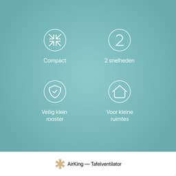 AirKing - Tafelventilator - Zwart - Ventilator met 2 snelheidsstanden 35 dB - Bureau ventilator 18 cm diameter — thumbnail 3