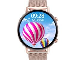 Belesy® Eighteen - Smartwatch Dames - Smartwatch Heren - Horloge - Full Circle - Super mooi scherm - 18 Wijzerplaten - Stappenteller - Bloeddruk - Mutli sport - Milanees - Staal - Goud - Moederdag — afbeelding 1