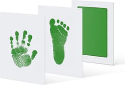 2 Inktpads voor hand- en voetafdrukken van baby's - Zonder Puin en Inkt aan handen -  Veilig voor baby's - Raakt de huid niet aan - Perfect aandenken of cadeau - Kraamcadeau  - Groen — thumbnail 1