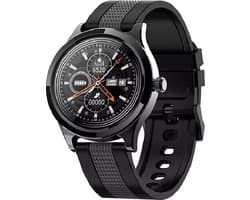 Darenci Smartwatch Majestic – Unisex Smartwatch met Touchscreen – Activity Tracker met Stappenteller, Bloeddrukmeter, Zuurstofmeter & Calorieënteller – Siliconen Band – Zwart/Grijs