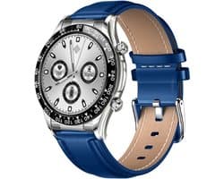 Darenci Smartwatch Superior Pro - Smartwatch heren - Activity Tracker - Touchscreen - Bluetooth bellen - Bluetooth muziek - Stalen band - Heren - Horloge - Stappenteller - Bloeddrukmeter - Verbrande calorieën - Zuurstofmeter -Waterdicht- Zilver/Blauw
