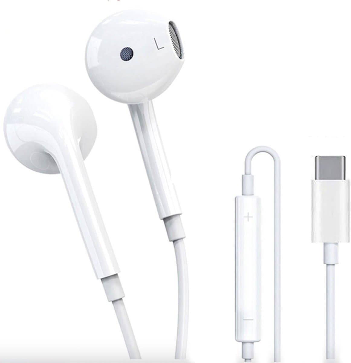 In-Ear Oordopjes met USB C Aansluiting - Oortjes met Draad en Microfoon voor Telefoon / Tablet / Laptop / Smartphone / GSM — afbeelding 1