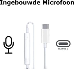 In-Ear Oordopjes met USB C Aansluiting - Oortjes met Draad en Microfoon voor Telefoon / Tablet / Laptop / Smartphone / GSM — thumbnail 3