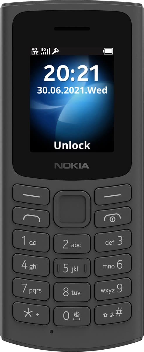 Nokia 105 4G 4,57 cm (1.8") 80,2 g Zwart Basistelefoon — afbeelding 1
