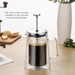 Dubbelwandige Cafetière - French Press - Coffeemaker - Filter Koffie - Borosillicaat Glas - Slow Coffee - 1 Liter — thumbnail 5