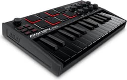Akai Professional MPK Mini MK3 - 25 toetsen USB MIDI-keyboardcontroller met 8 verlichte drumpads, 8 knoppen, muziekproductiesoftware en Native Instruments Sound Package (NKS-integratie), Zwart — thumbnail 1