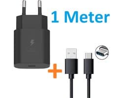 USB Adapter met USB-C Kabel - 1 Meter - Snellader - Quick Charge 25W - geschikt voor: joystick / Controller Playstation 5 / PS5 - Type C Oplader