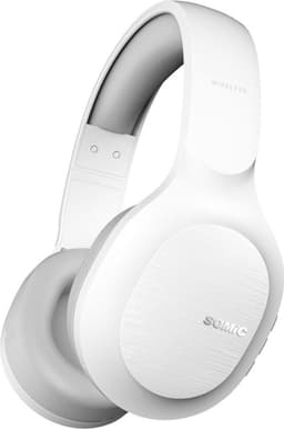 DrPhone SM Draadloze Qualcomm Bluetooth 5.0 + Aux 3.5mm Koptelefoon met Stereo & HI-FI geluid – CVC 8.0 Ruisonderdrukking - 1000maH - Wit — thumbnail 1