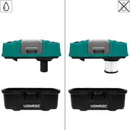 VONROC Compacte alleszuiger / stofzuiger - 20V - Incl. Diverse accessoires, 2x 2.0Ah accu en snellader — thumbnail 3