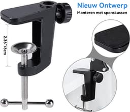 Microfoon Arm Set- met Shock Mount, Table Mounting Clamp, Pop-Filter – met 3/8'' naar 5/8'' Screw Adapter voor Blue Yeti, Snowball Andere Normale microfoons– Zwart — thumbnail 3