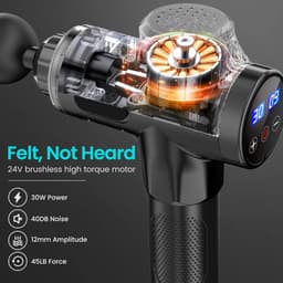 Massage Gun, 30 Snelheden Massage Pistool Diep Weefsel met 6 Massage Koppen, Krachtige, Antislip, Stille, Professionele Elektrische Handheld Massage Pistool voor ontspannen herstel - LCD-aanraakscherm — thumbnail 3