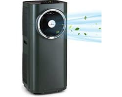 Klarstein mobiele airconditioner, 5-in-1 airconditioner, ventilator, luchtontvochtiger, luchtreiniger & nachtmodus, app-bediening, vlakke airconditioner met luchtafvoerslang, airconditioner, 11.500 BTU, antraciet