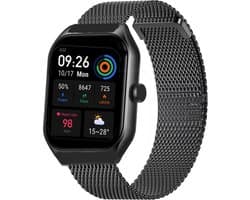 Royal Supplies C50 - Smartwatch- Smartwatch Dames & Heren - Screenprotector - 2026- Bellen- HD Touchscreen - Horloge - Stappenteller - Bloeddrukmeter - Saturatiemeter - IOS & Android - Zwart staal