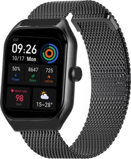Royal Supplies C50 - Smartwatch- Smartwatch Dames & Heren - Screenprotector - 2026- Bellen- HD Touchscreen - Horloge - Stappenteller - Bloeddrukmeter - Saturatiemeter - IOS & Android - Zwart staal — thumbnail 1