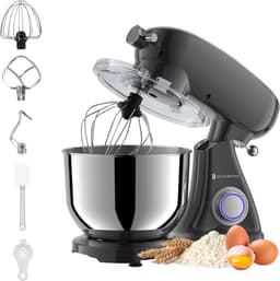 KitchenBrothers Keukenrobot - Keukenmachine - 6,2L Mengkom - 1800W - BPA-vrij - Keukenmixer - Aluminium - Antraciet — thumbnail 1
