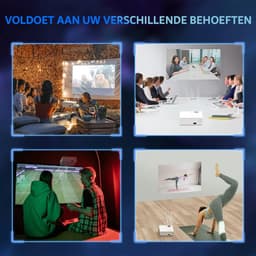 Mini Projector - Draagbaar Mini Beamer - Full HD 1920 X 1080 - 6000 lumen - 5000:1 Contrast - Met Ingebouwde Stereo Luidsprekers - Wifi, Bluetooth - TV Stick, TV Box, HDMI, USB, TF/SD Kaart, VGA, AV - 15,5 x 21 x 7 cm - Wit — thumbnail 5