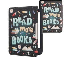 kwmobile e-reader hoesje geschikt voor Tolino Shine 3 hoes - E reader flip case met magnetische sluiting - Ereader cover - Read More Books design in blauw / geel / groen