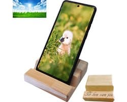 Telefoon Standaard Bureau met Laserencryptie naar keus - Ereader Houder - FSC Hardhout - Cadeau