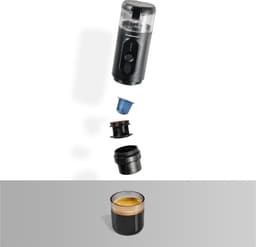 Koffiemaatje 125ml Draagbare Koffiemachine Zwart | 18 Bar | Oplaadbaar | Verwarmt Water | Nespresso Compatible Cups & Gemalen Koffie | USB Oplaadbaar | 12V & 220V | Espresso | Lungo | Ristretto | Geïntegreerd Kopje — thumbnail 2