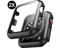 Hoesje geschikt voor Apple Watch Serie 1 / 2 / 3 - 42 mm Screen Protector - Podec Full Cover Hard Case - Zwart - 2 Stuks