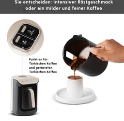 KARACA Hatır Roast Turks Koffiezetapparaat – Crème – capaciteit: 5 Kopjes – Extra Schuim – 535W – Spraak- & Lichtwaarschuwingssysteem – Inclusief Maatlepel – Eenvoudig te Reinigen — thumbnail 4