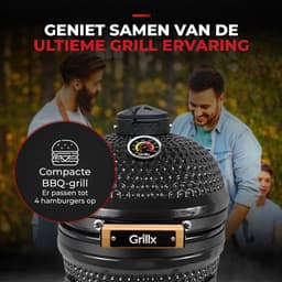 GrillX Kamado BBQ - 13 Inch - Incl. Hoes - Barbecue Egg - Houtskool Barbecue - Zwart - Ø 27cm — thumbnail 4