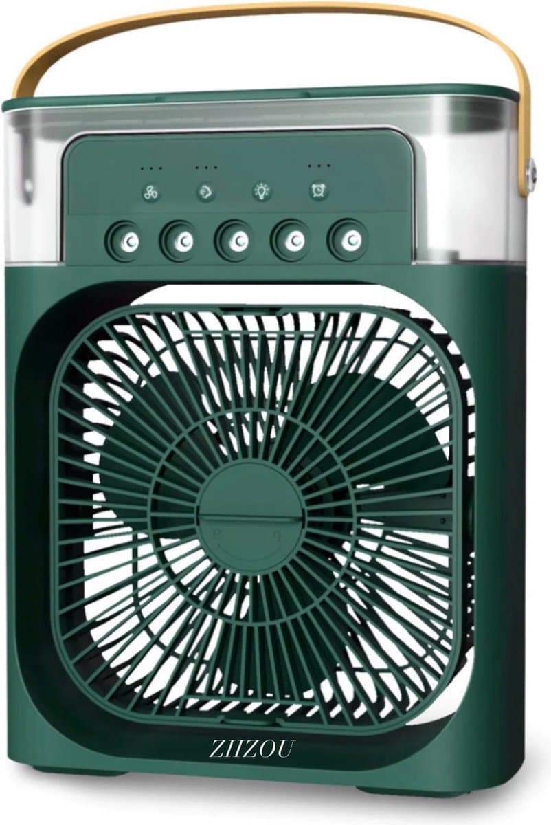 Draagbare 3-in-1 Ventilator en Airconditioner | Kleine Luchtkoeler met LED Nachtverlichting & Luchtbevochtiger | Kleur Groen - Ideaal voor Huis | BEKEND VAN TIKTOK — afbeelding 1