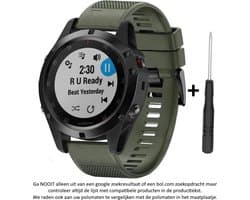 Leger Groen Siliconen horlogebandje geschikt voor Garmin Fenix 5 & Plus & Sapphire / Forerunner 935/945 / Quatix 5 &5 Sapphire / Fenix 6 &6 Plus / Approach S60 & S62 / MARQ / D2 Delta – Quickfit Compatibel – Maat: foto – 22 mm green smartwatch strap