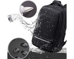 Laptop rugzak, 17 inch waterdichte zakenreis werk computer rugzak tas met USB-oplaadpoort, anti-diefstal college schooltas tas, zwart