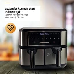 Blithe- Dubbele Heteluchtfriteuse - Heteluchtfriteuse - Inhoud 2x4L - Digitaal Display - 2600 Watt - XXL - Zwart — thumbnail 3
