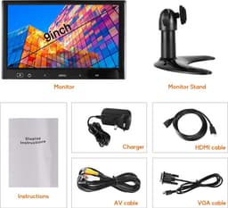 HDMI-monitor - 9 Inch - HD 1024 * 600 Kleurenscherm met Touch Knop, AV/VGA/HDMI/Hoofdtelefooningang voor Raspberry Pi, Home Security CCTV, PC Display — thumbnail 5