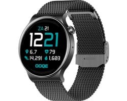 OOQE WATCH CS PRO - Smartwatch Heren en Dames | Geschikt voor iOS en Android | 10 kleuren | HD | Notificaties | Gezondheidsanalyse | Sportanalyse | GPS Koppeling | Bellen | Muziek/Audio Luisteren | Spelletjes | Ergonomisch | Nederlandstalig | Zwart