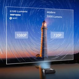 Beamer met afstandsbediening, 1080P Ondersteund LED Wifi projector met luidspreker 16:9 — thumbnail 3