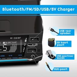 arash® Autoradio met Ingebouwde Telefoonhouder - Bluetooth - USB, AUX en Handsfree - Afstandsbediening - Enkel DIN Auto Radio - ingebouwde Microfoon — thumbnail 3