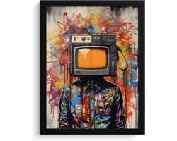 Fotolijst incl. Poster - Televisie - Graffiti - Mens - Kleuren - 30x40 cm - Posterlijst
