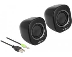 Mini stereo pc -luidspreker met 3,5 mm stereo jack mannelijk en USB aangedreven