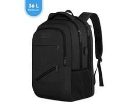 FOXLY® Anti Diefstal Waterdichte Rugzak Inclusief Usb Oplaadstation - Laptop tas t/m 17,3 inch - Dames en Heren en Kinderen - Schooltas - Zwart