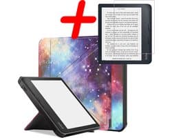Hoes Geschikt voor Kobo Libra 2 Hoesje Bookcase Cover Hoes Trifold Met Screenprotector - Hoesje Geschikt voor Kobo Libra 2 Hoes Cover Case - Galaxy